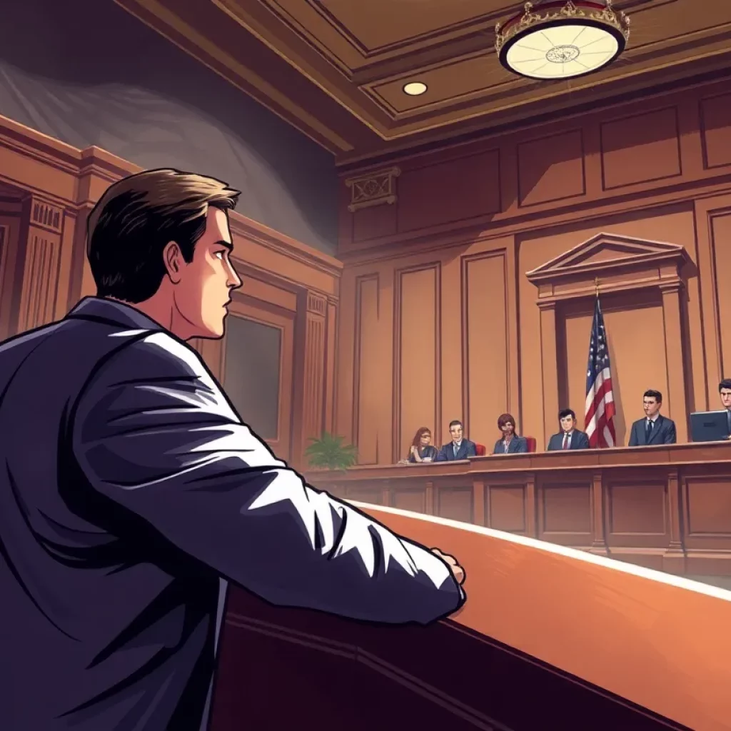 Courtroom scene during Diddy trial with legal professionals.