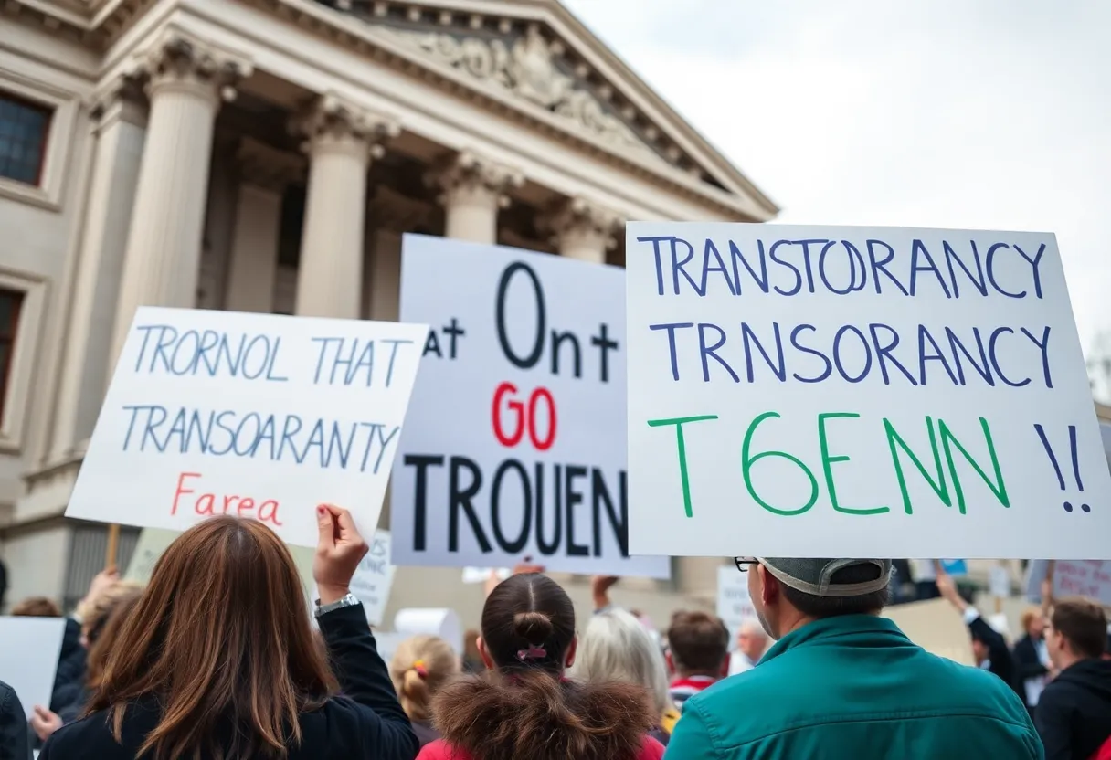 Protesters demanding transparency in the Epstein investigation