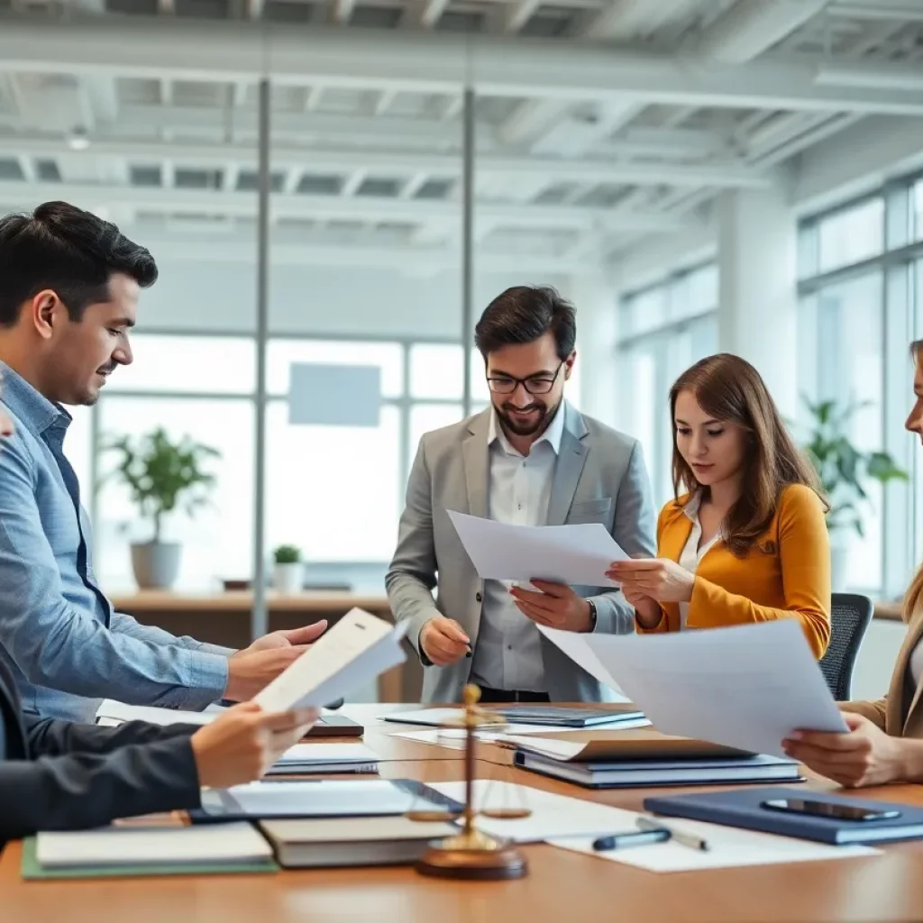 Professionals working together on employment law compliance solutions.