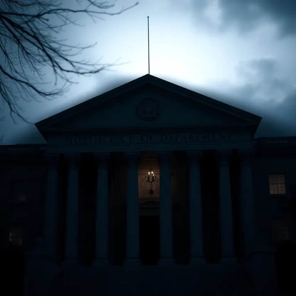 Justice Department building amidst turbulence