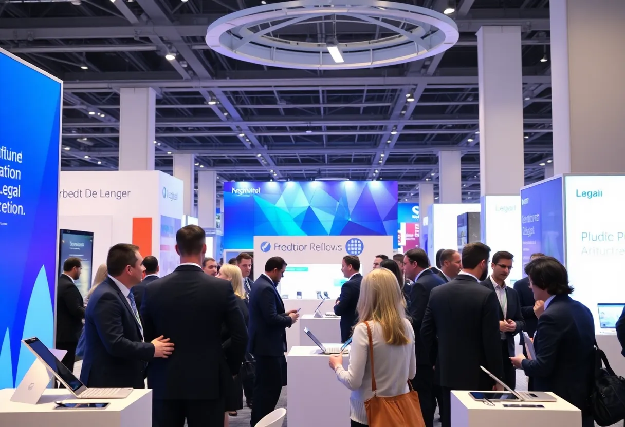 Legal professionals networking at a conference