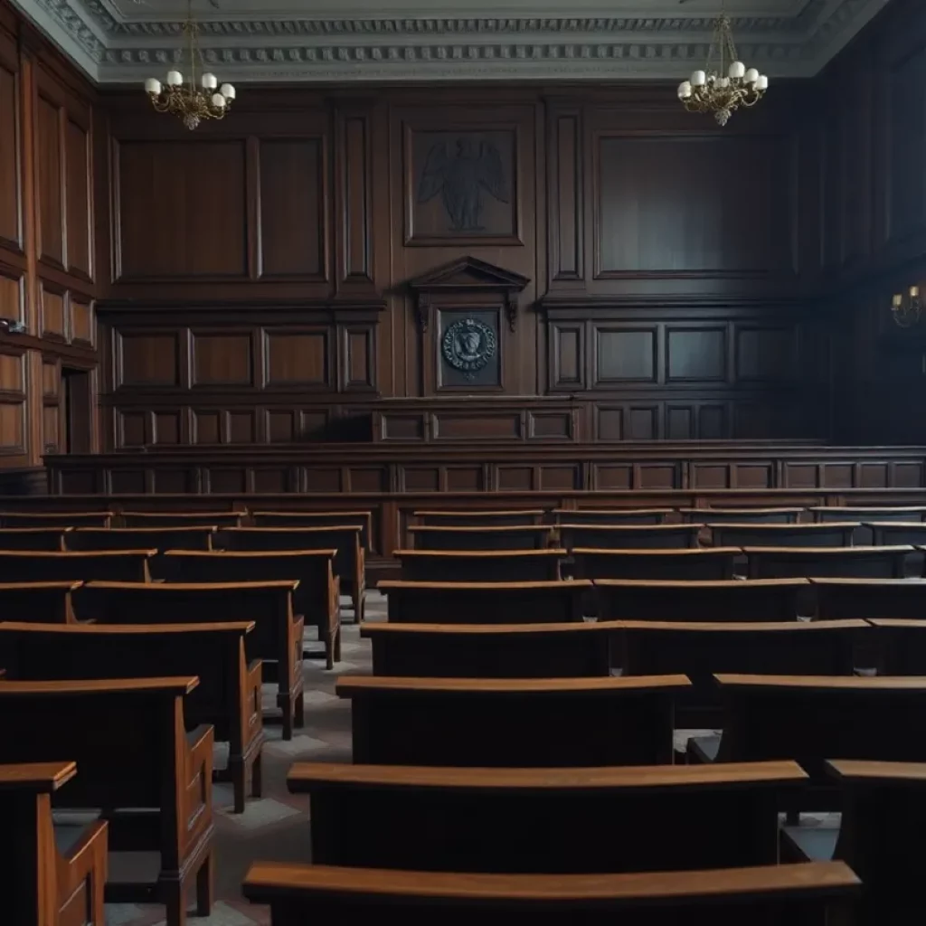 Courtroom representing legal struggles in Tunisia