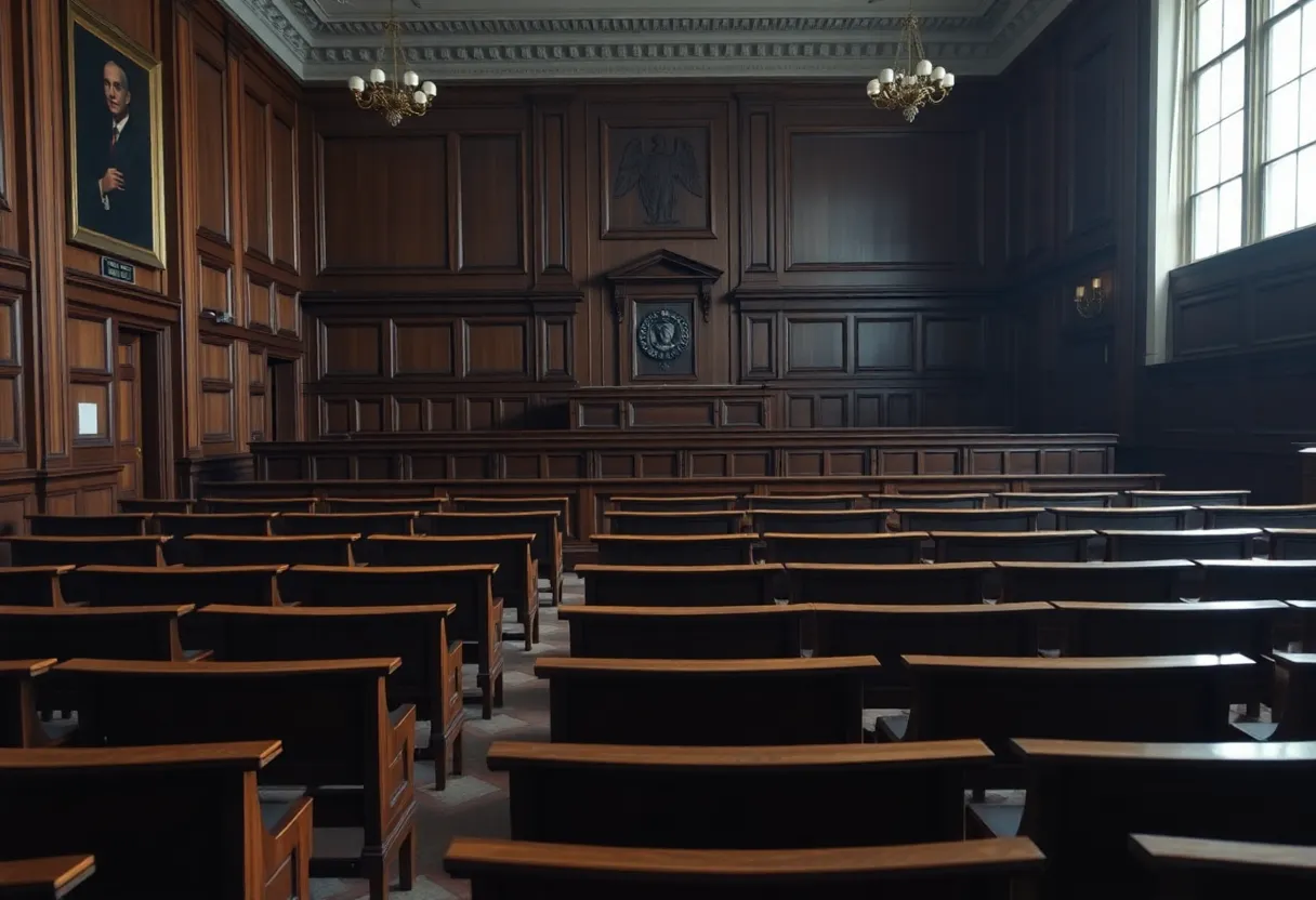 Courtroom representing legal struggles in Tunisia