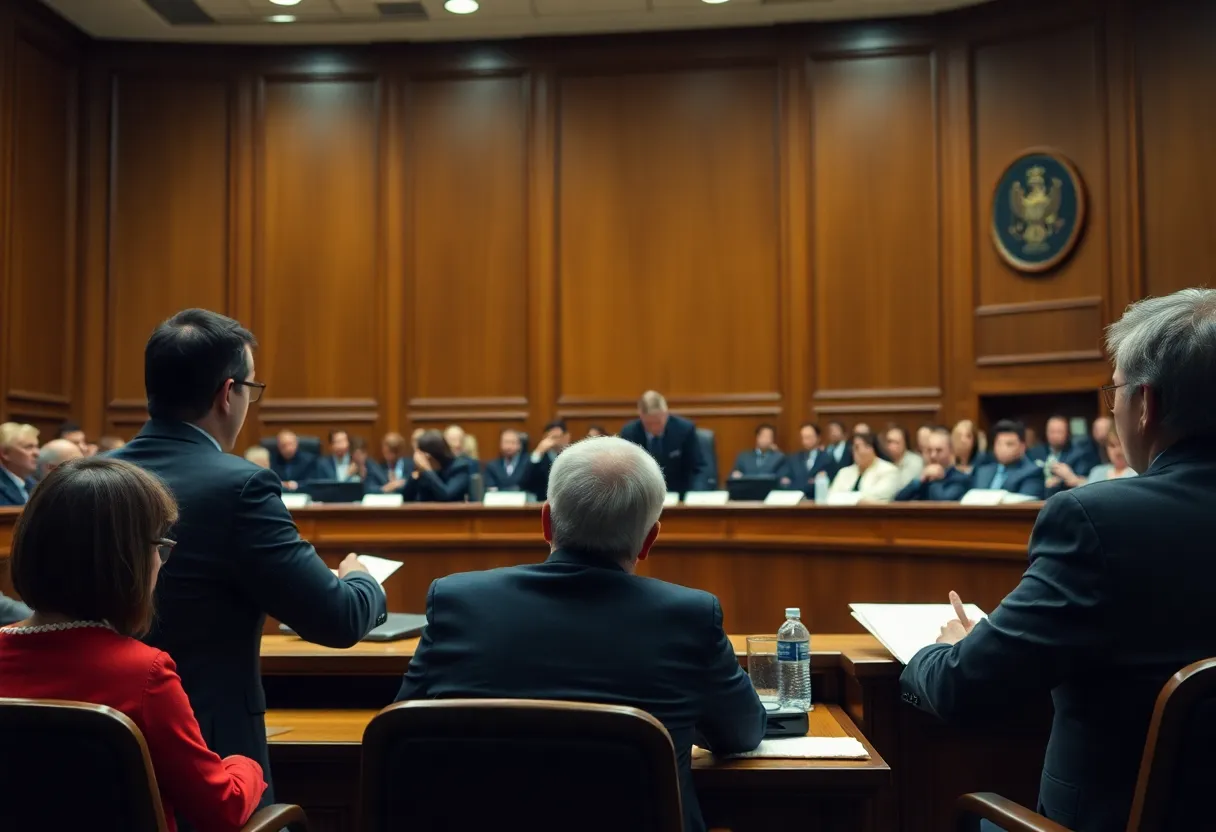 Jurors in a courtroom delivering a verdict in a significant mesothelioma case.
