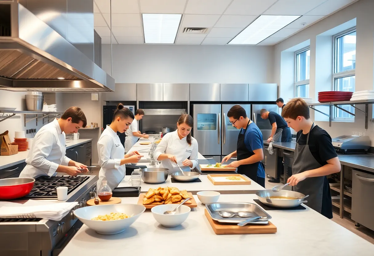 Students in a culinary classroom at North Charleston High School