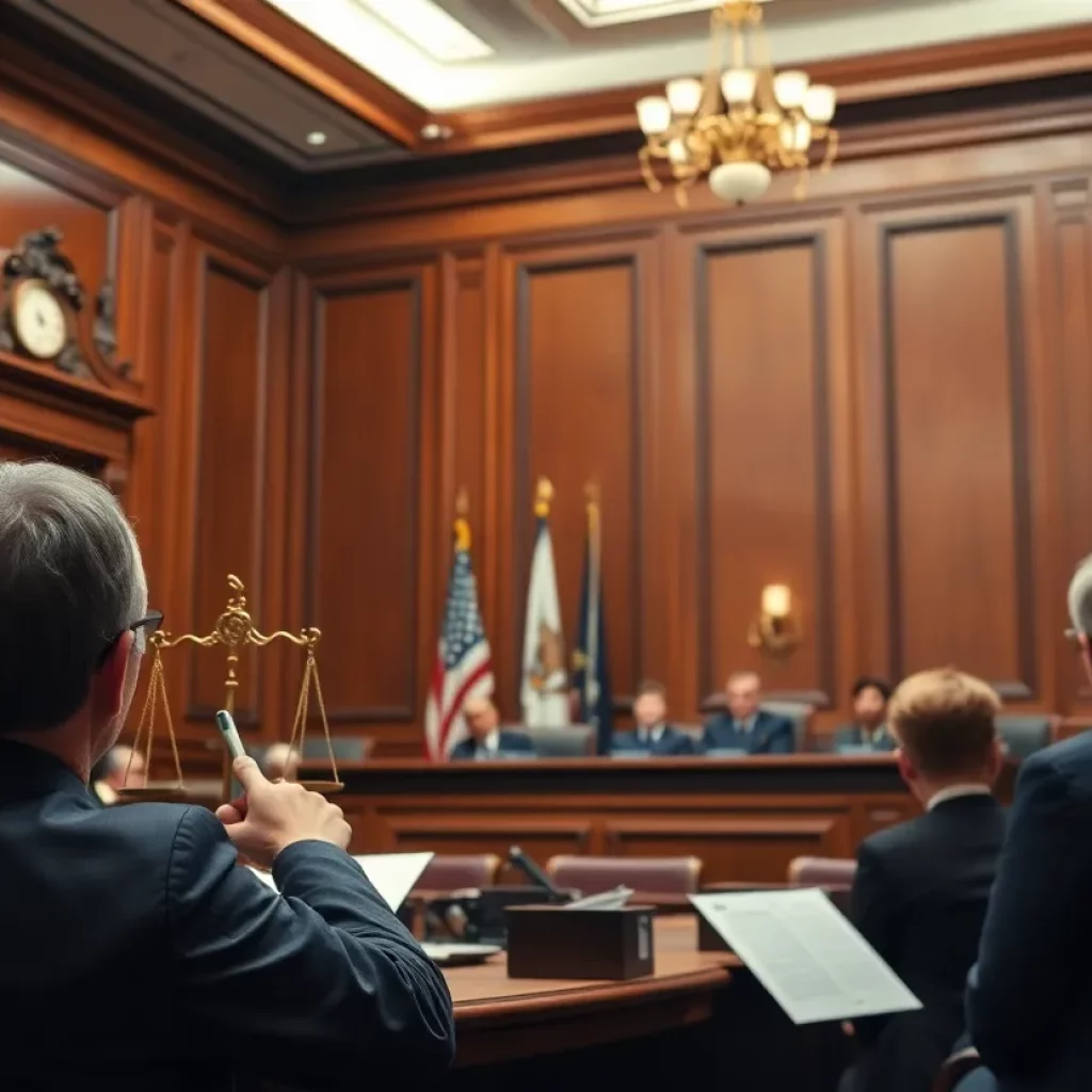 A courtroom symbolizing political appointments and legal matters