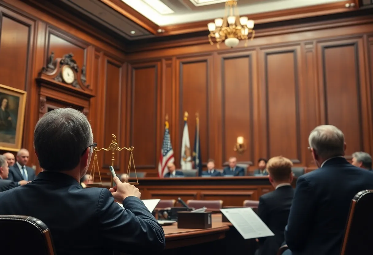 A courtroom symbolizing political appointments and legal matters