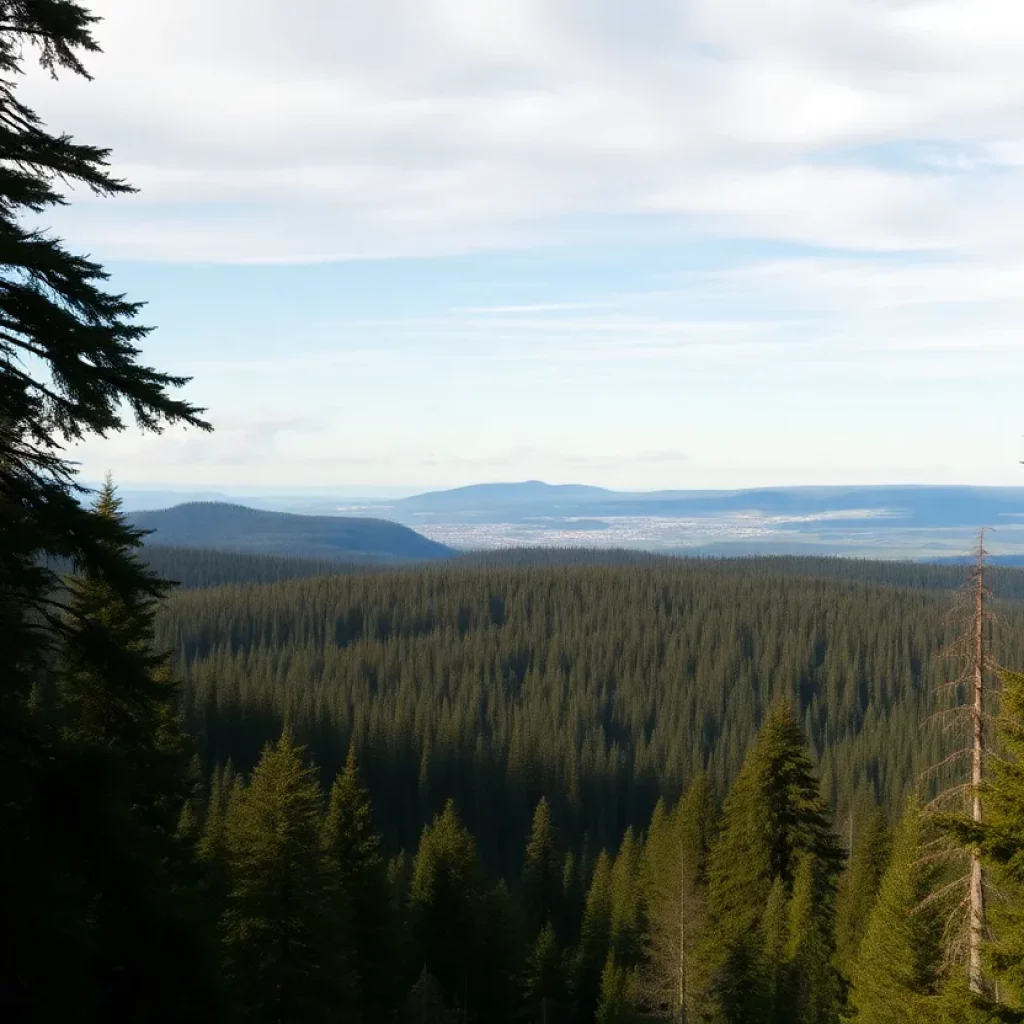 A panoramic view of a lush forest in Oregon showcasing natural beauty and conservation.