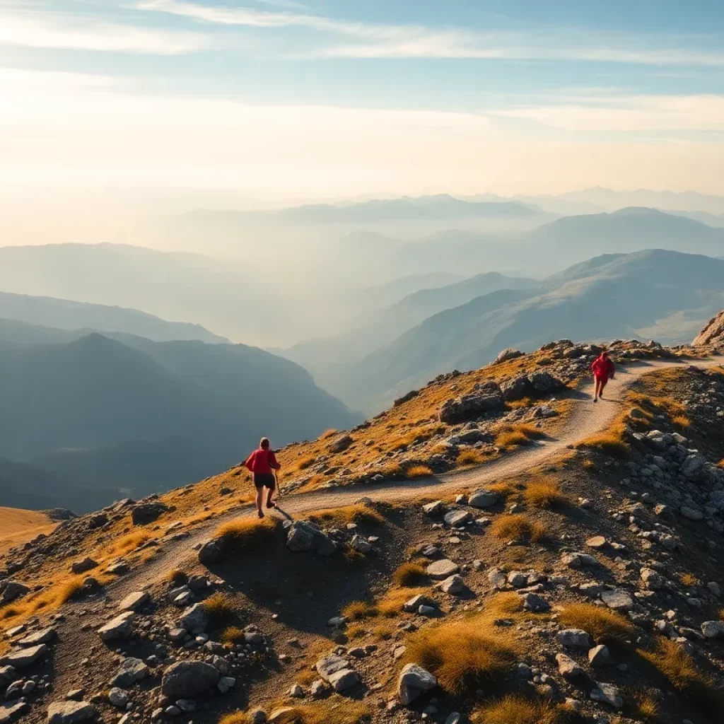 Participants navigating a mountainous trail during an ultramarathon