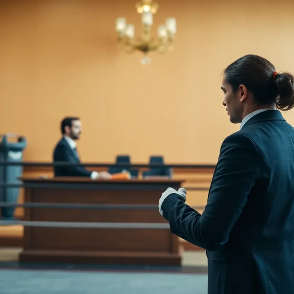 A symbolic representation of a courtroom and MMA cage representing the dual careers of Chris Weidman.