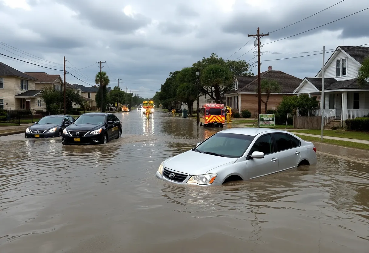 A street in Charleston severely flooded after heavy rainfall.