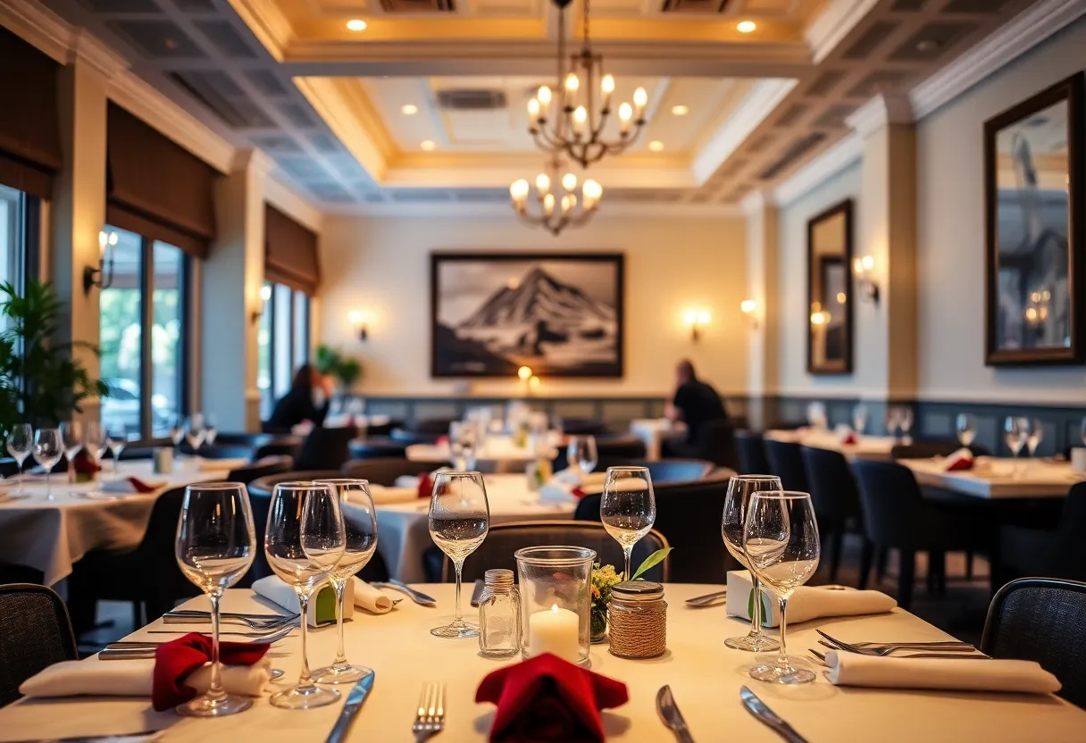 Interior view of Charleston Grill with elegant table settings