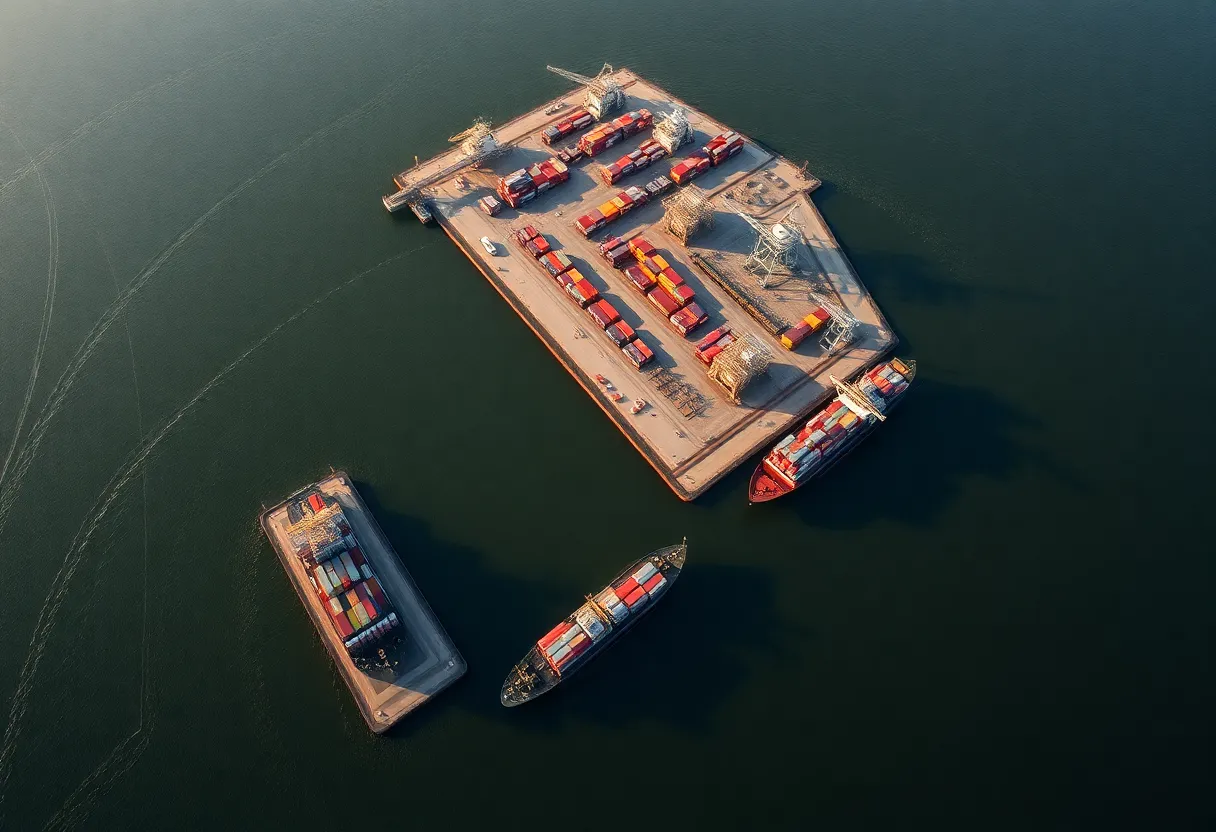 Aerial view of the Port of Charleston after the harbor deepening project.