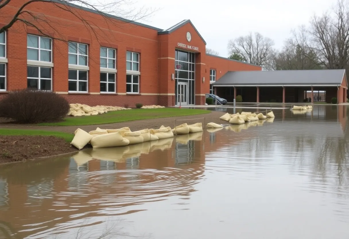 School building with flood mitigation measures in Charleston