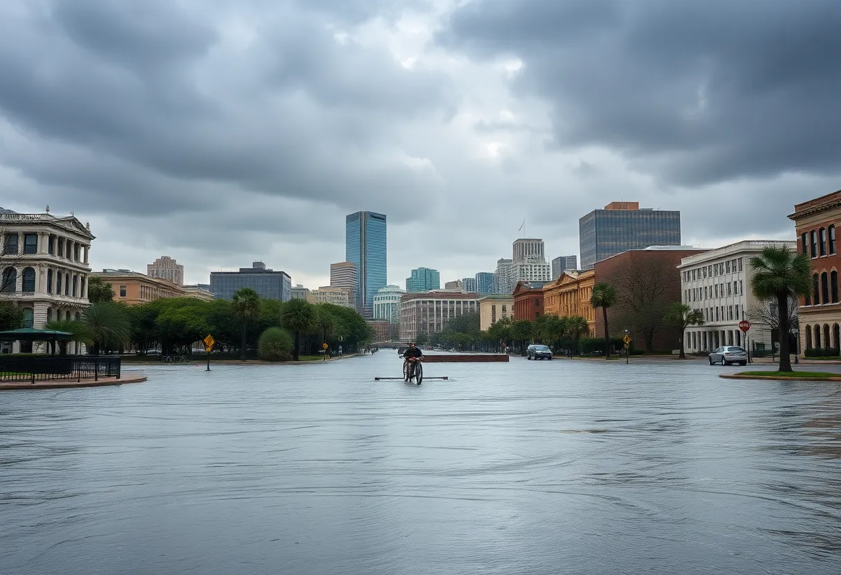 Flooded streets in Charleston during heavy rainfall