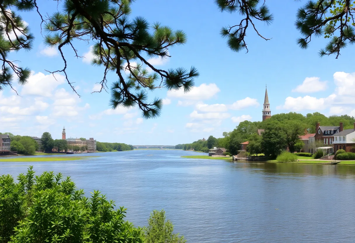 Scenic view of the Ashley River waterfront in Charleston, SC
