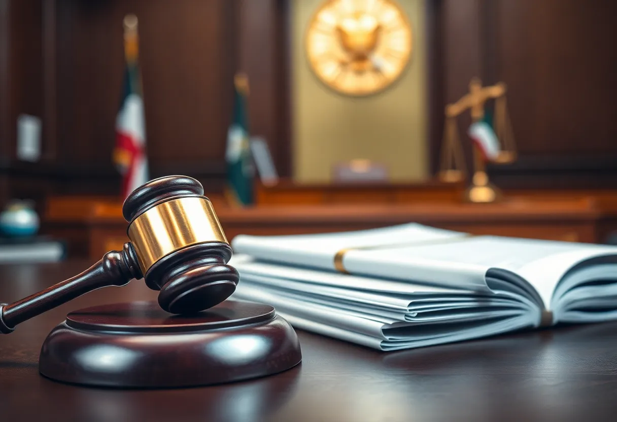 Courtroom scene representing justice and immunity