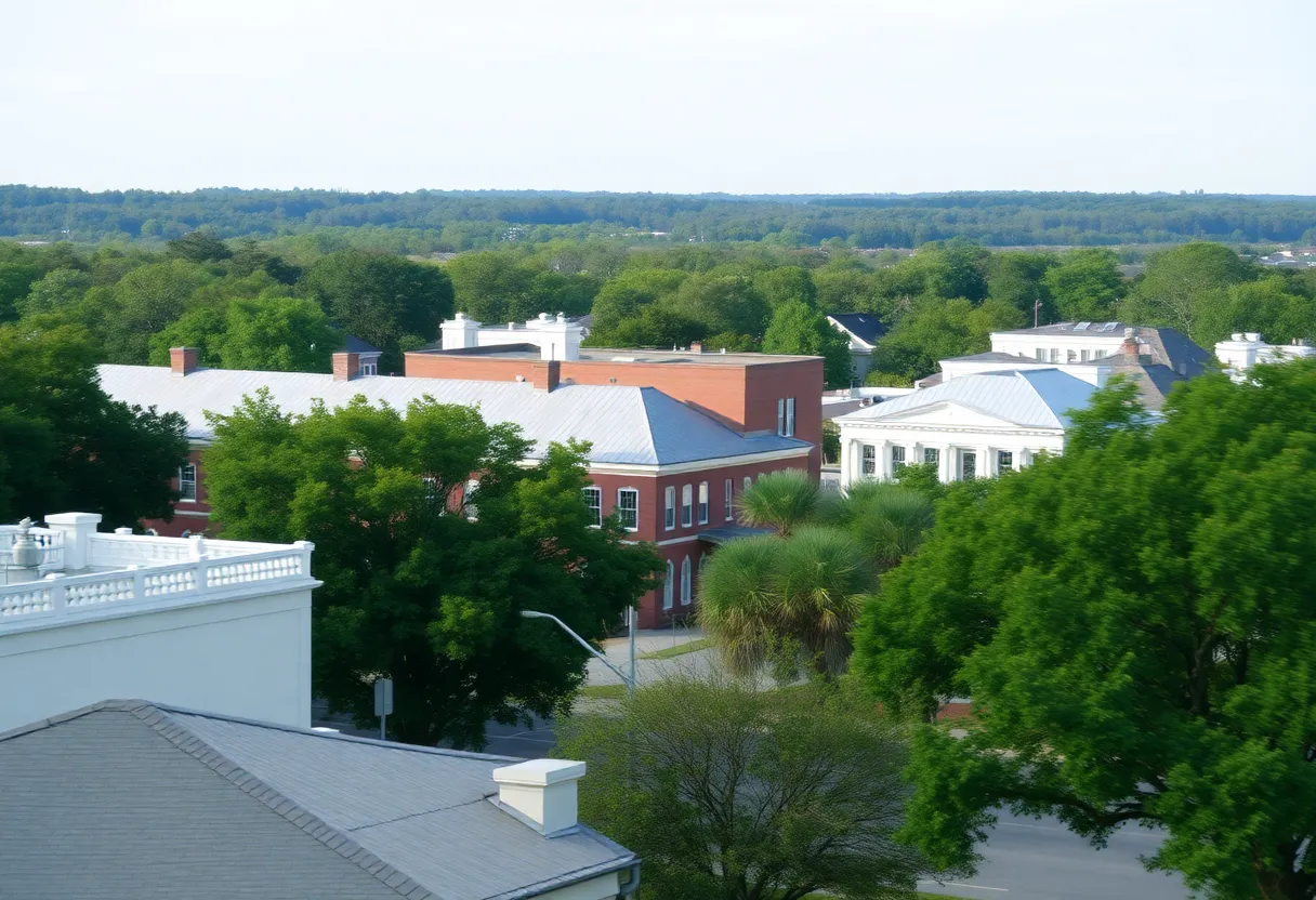 A view of Summerville SC with tremor effects indicating an earthquake.