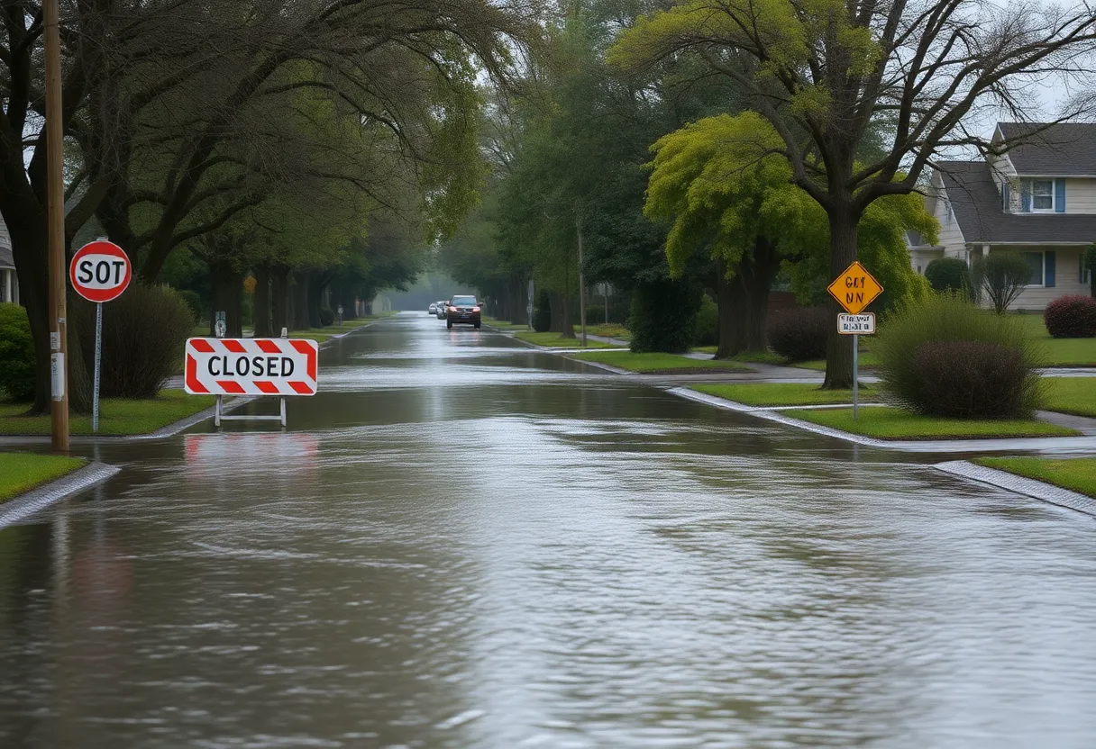 Flooded road on Bears Bluff Road in Charleston, SC