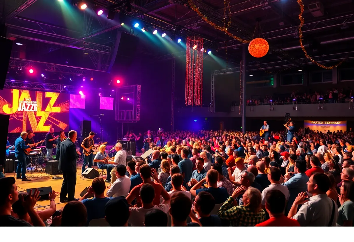 A performance at the Lowcountry Jazz Festival with musicians on stage and an engaged audience.