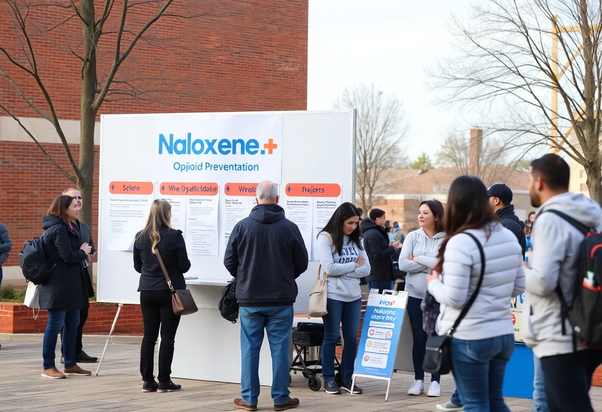 Community members near a Naloxone distribution stand in Charleston County.