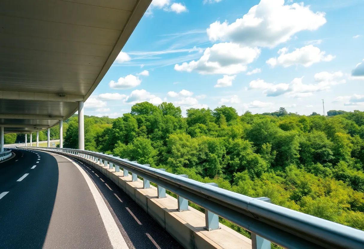 Safety railings installed on the Ashley Phosphate Road overpass in North Charleston SC.