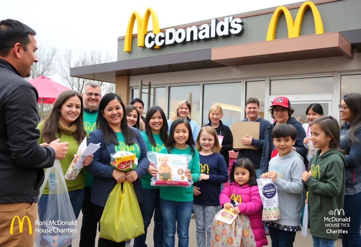 Community members and volunteers participating in the Ronald McDonald House fundraiser at McDonald's.