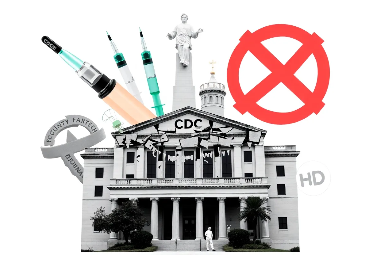 Symbols of public health and vaccines amid a crisis