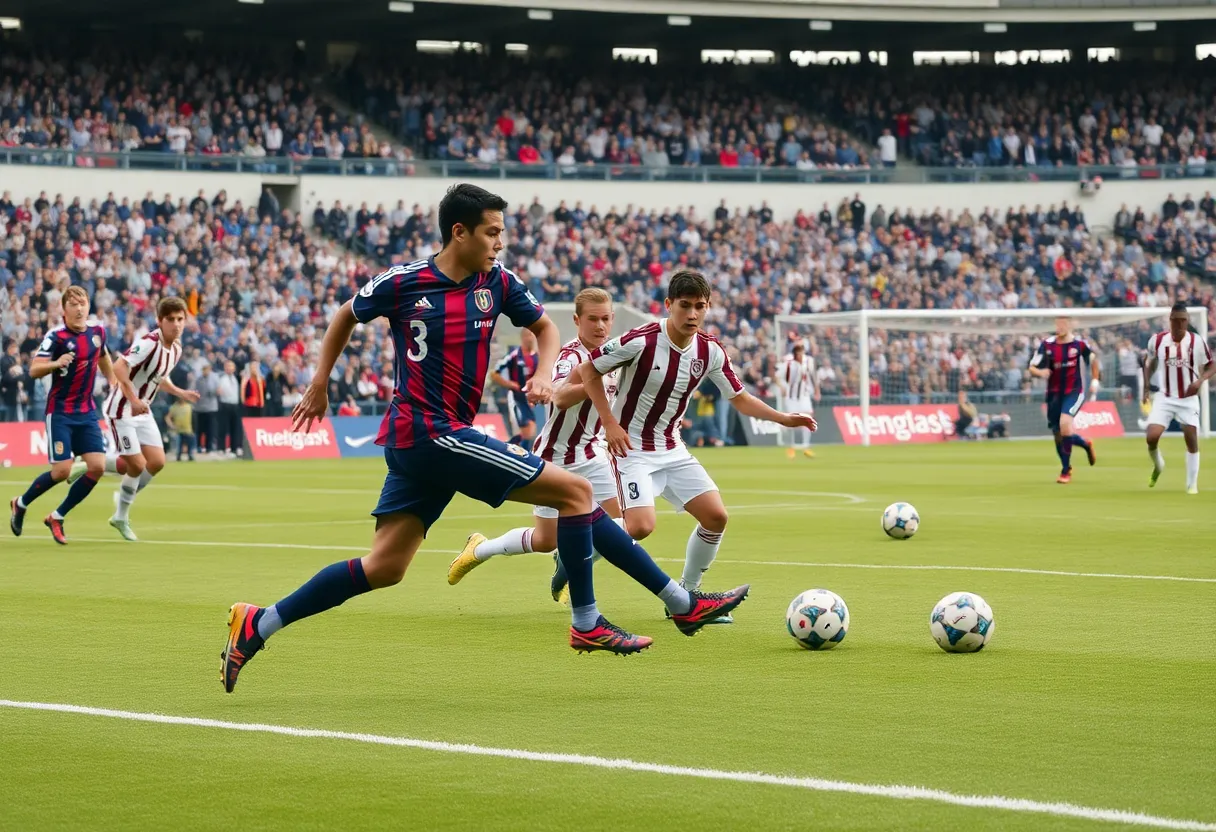 South Carolina men's soccer team in action during their season opener against College of Charleston