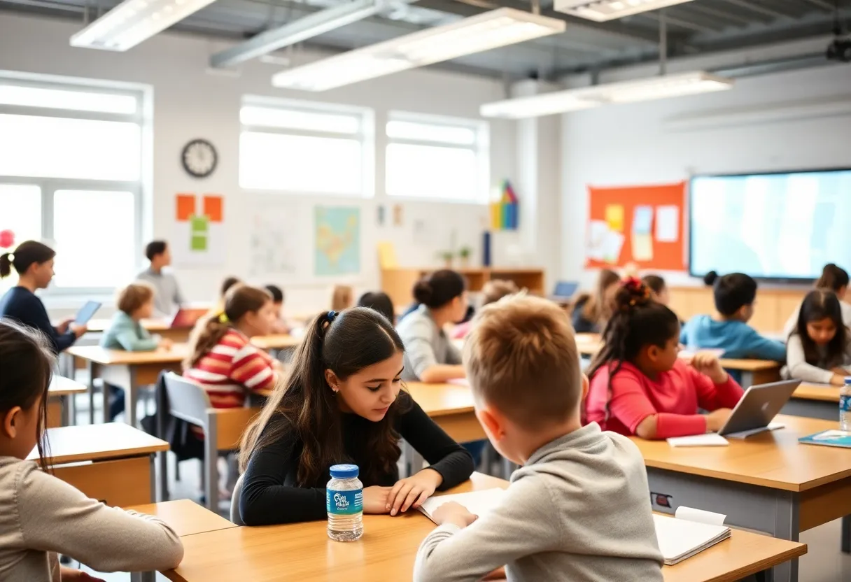 Students engaged in learning activities in a classroom setting