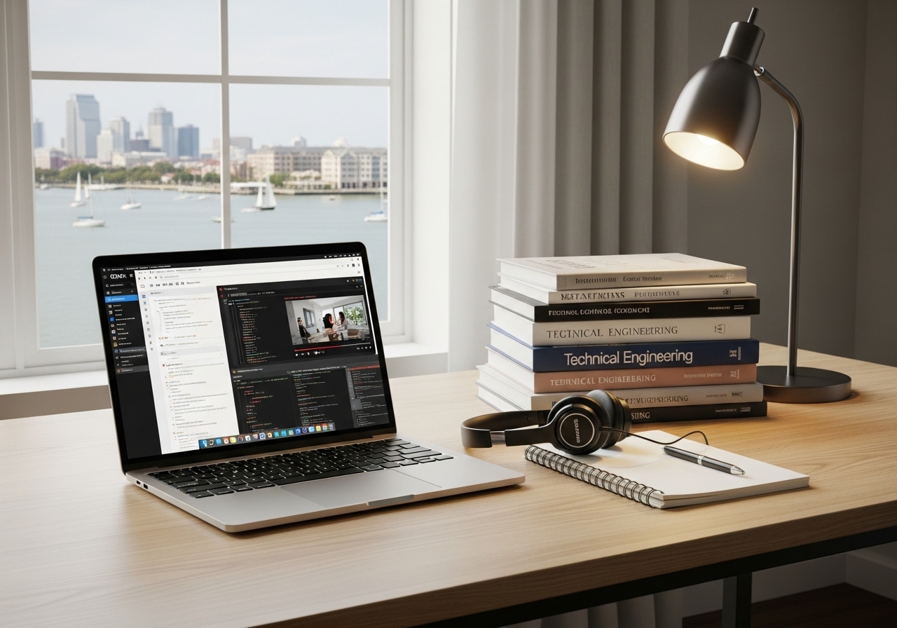 Laptop and study materials for online technical programs at Trident Technical College