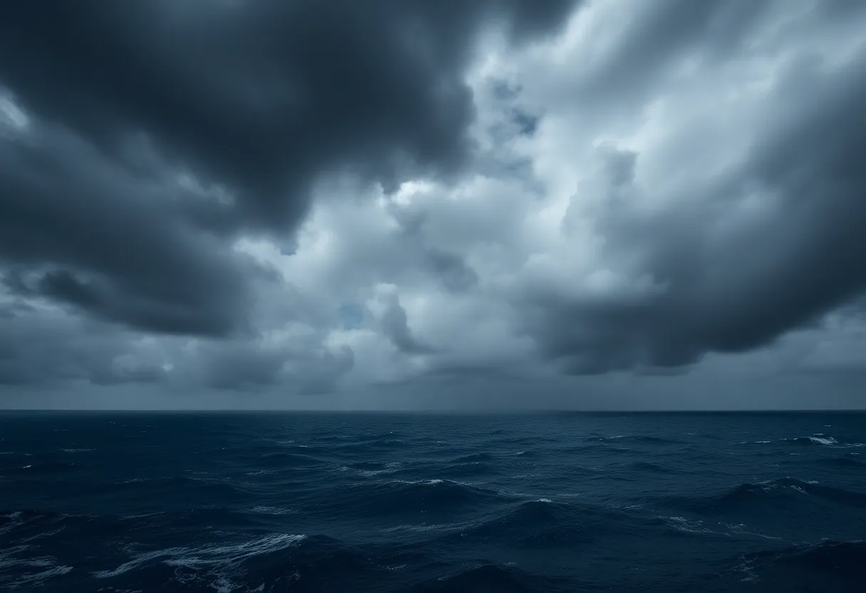 Satellite image of Tropical Storm Erin in the Atlantic Ocean