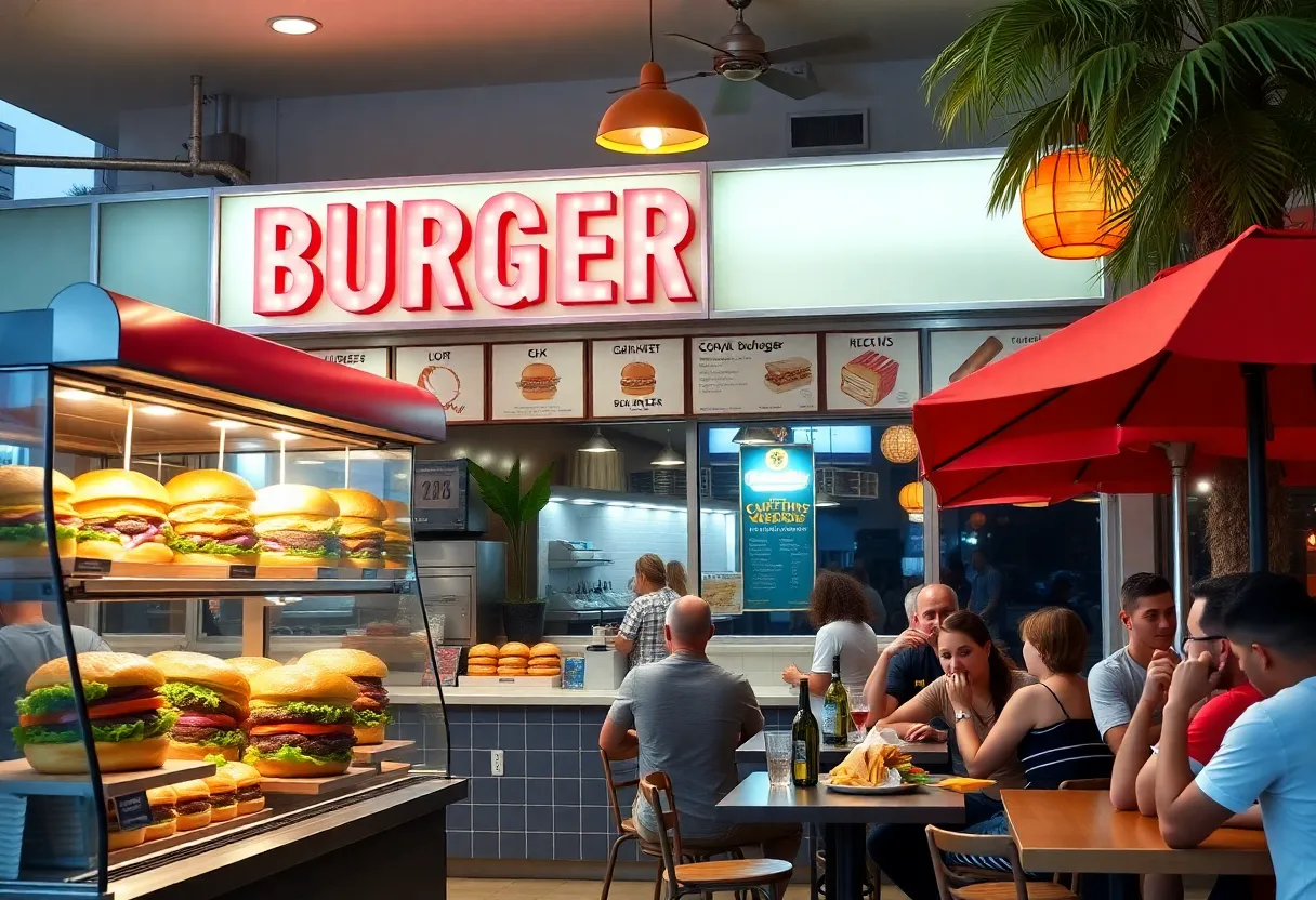 Diverse burger offerings at a Charleston restaurant