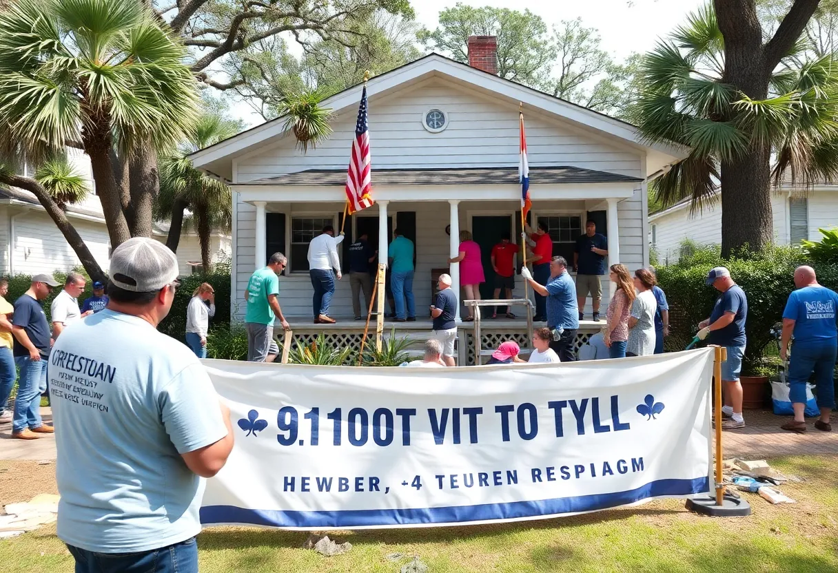 Volunteers participating in a community service event in Charleston honoring 9/11 victims.