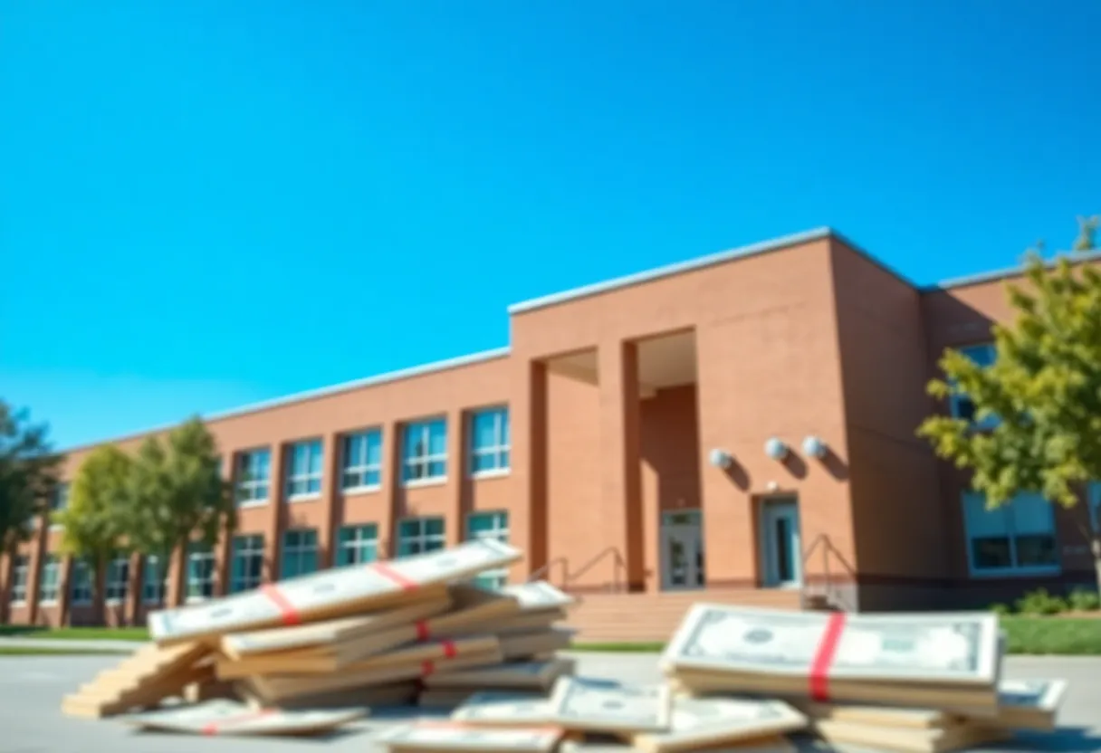 View of a Charleston County school building representing financial success