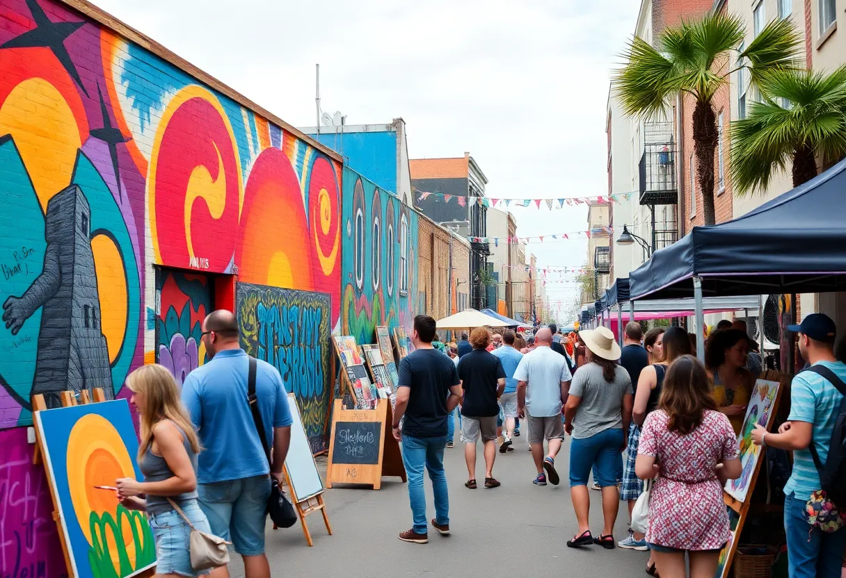 Crowd enjoying the Charleston Mural Festival