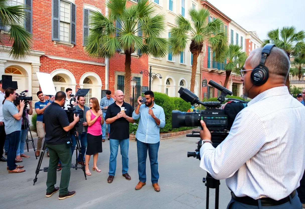 Charleston scene celebrating The Righteous Gemstones