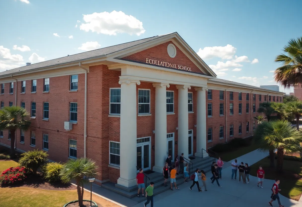 Aerial view of a school in Charleston, South Carolina.