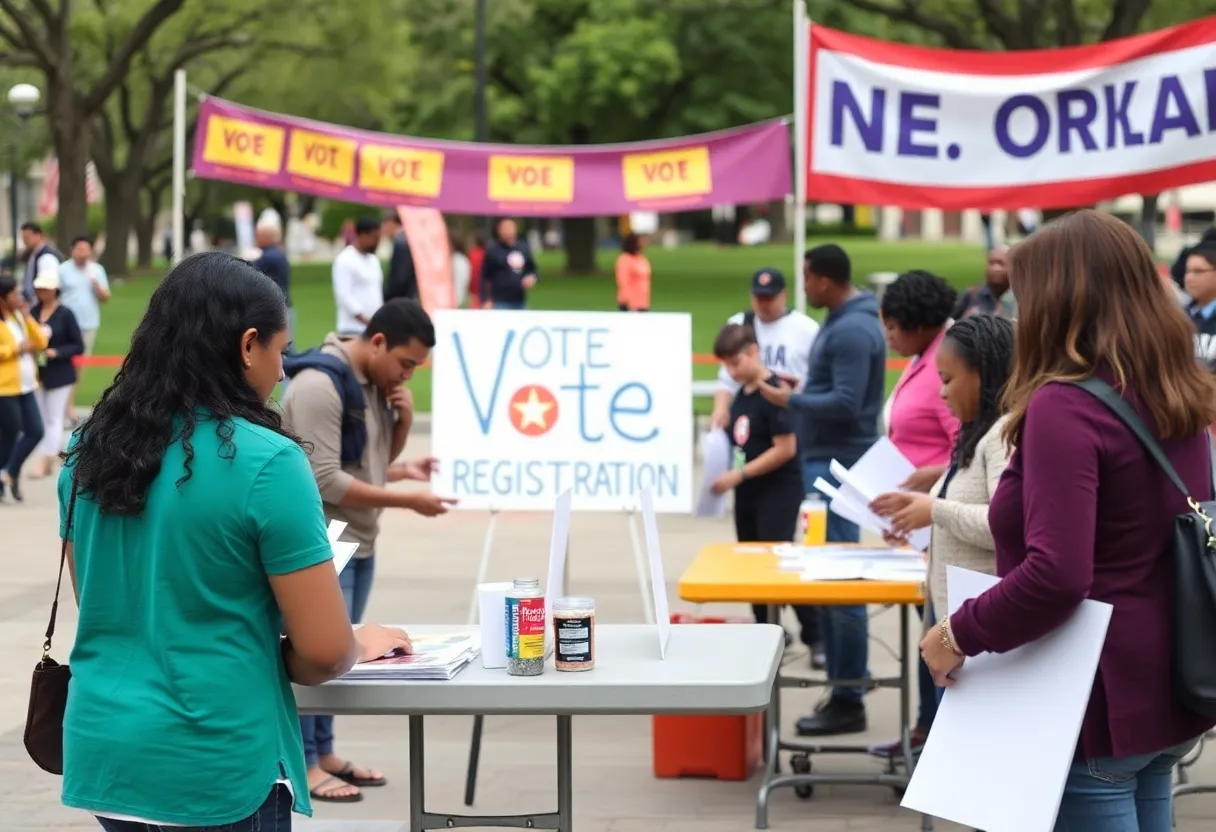 Community members participating in voter registration in Charleston