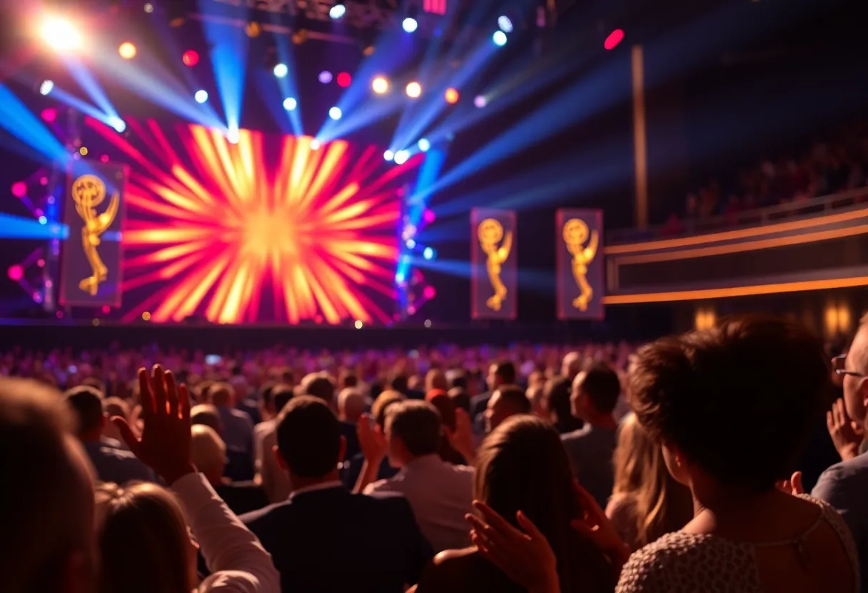 Audience applauding at the Emmy awards for Stephen Colbert's Late Show