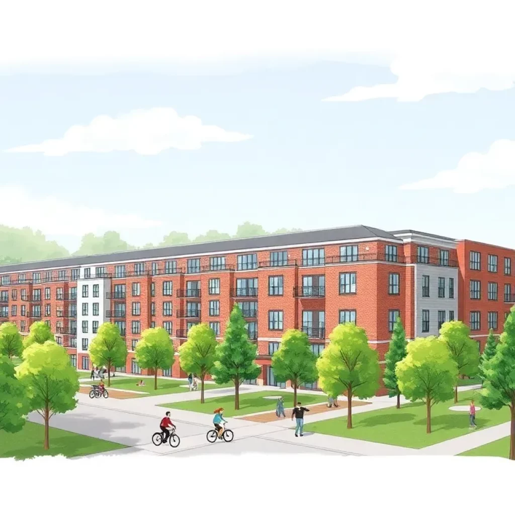 Rendering of Coming Street Commons student housing complex