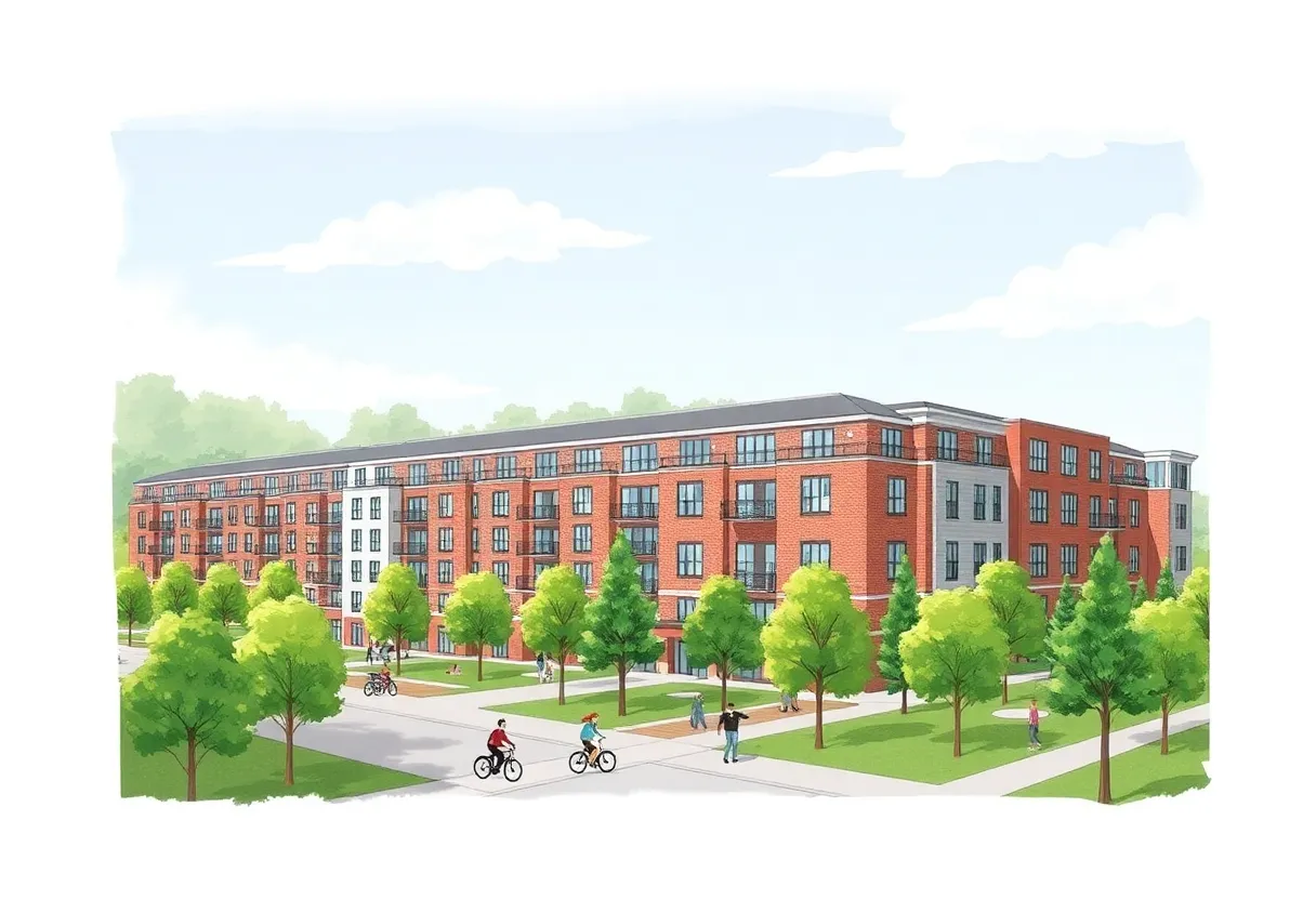 Rendering of Coming Street Commons student housing complex