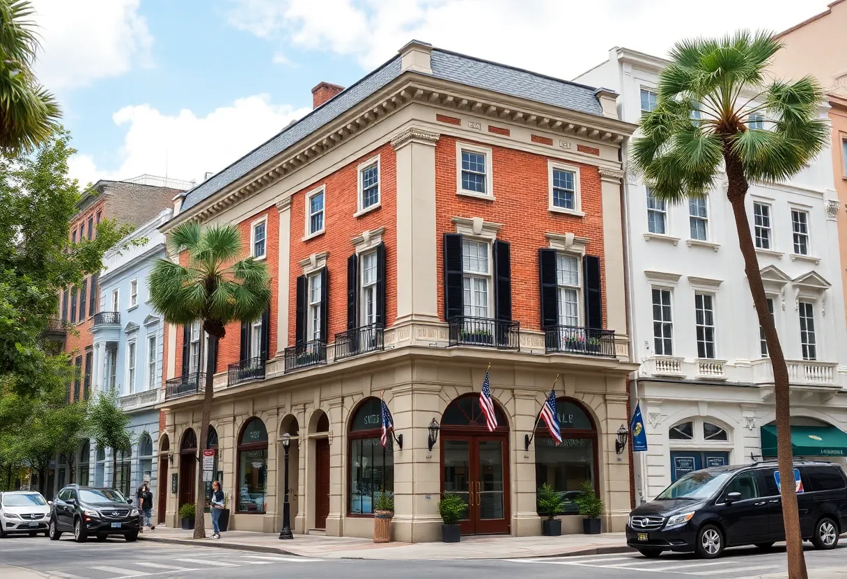 Historical image of the Commercial Club building in Charleston
