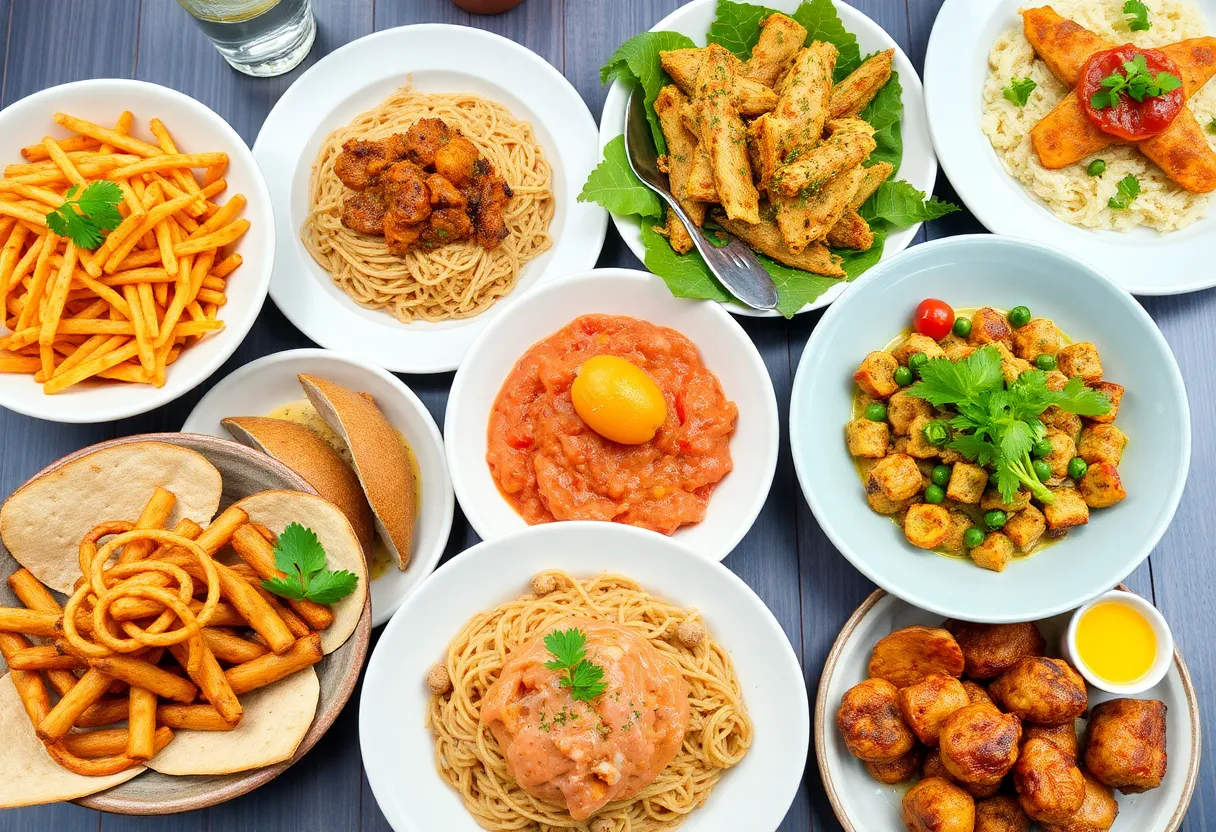 A variety of dishes representing Charleston's diverse culinary culture.