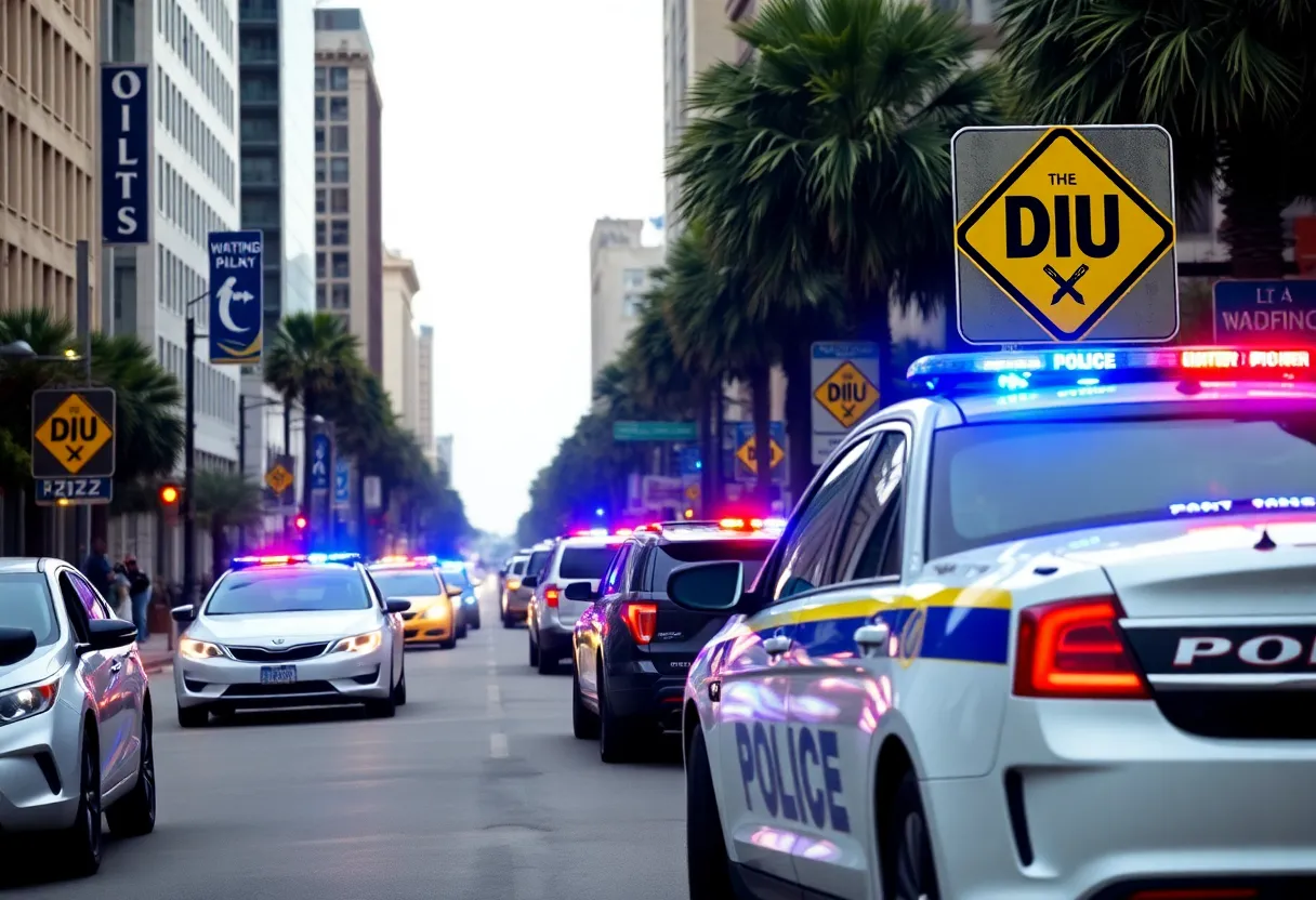 Police car on a Charleston street highlighting DUI awareness.