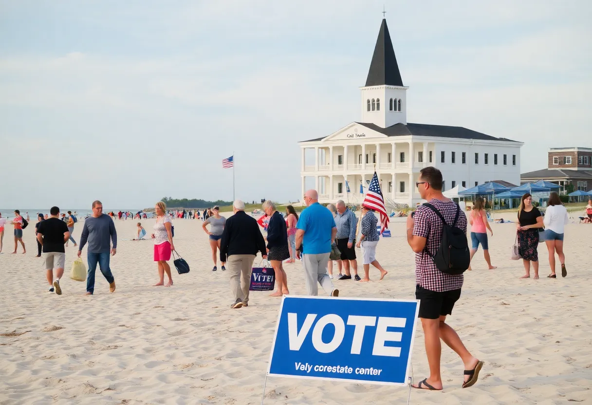 Voters at Folly Beach during elections