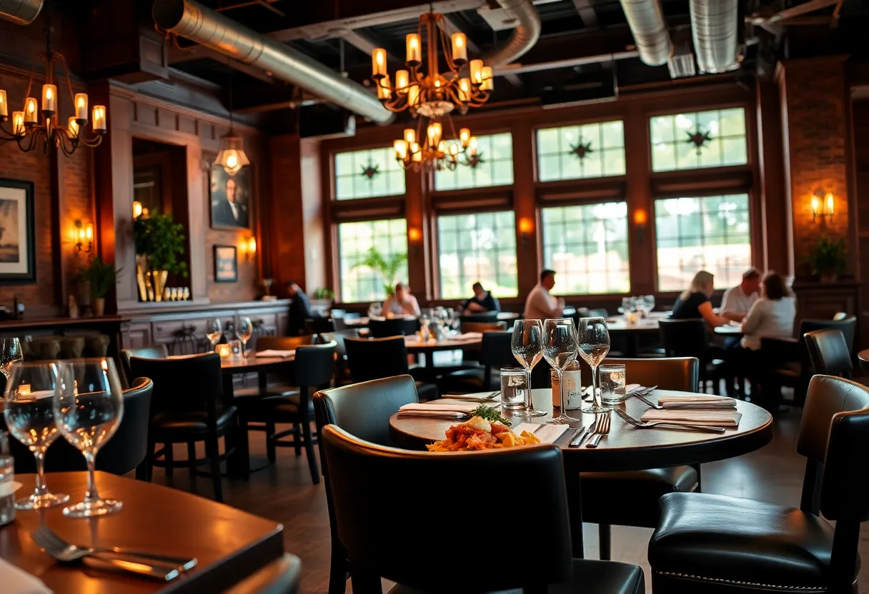 Interior view of Husk and Chubby Fish restaurants in Charleston showcasing Southern cuisine.