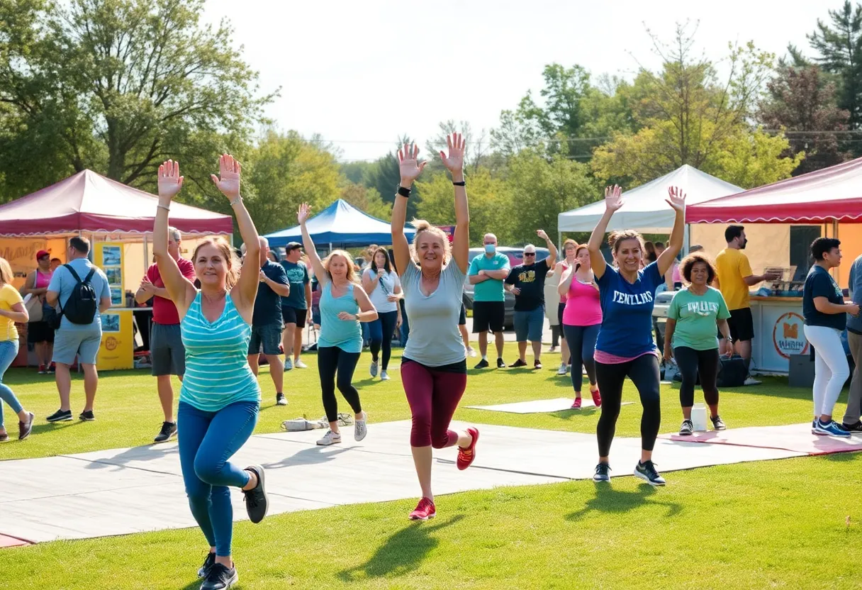 Participants engaging in fitness activities at the Keep It Moving Tour event