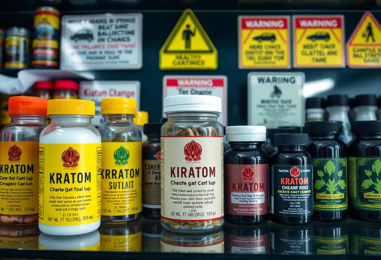 Display of kratom products in a smoke shop