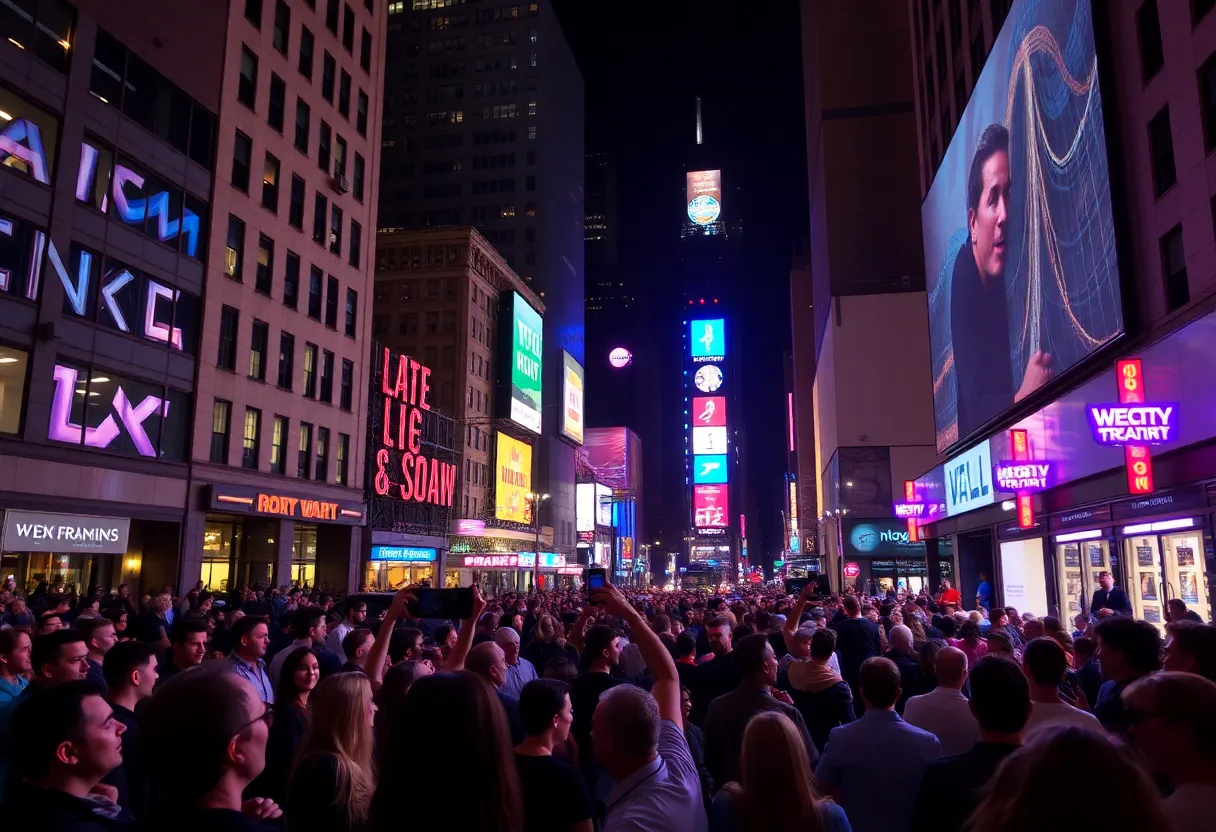 Celebration of a late-night talk show winning an Emmy award